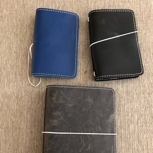 Blue pocket size leather traveler notebooks